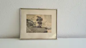 Simon Moulijn - Simon Moulijn (1866–1948) – Landschap litho 1933 – ingelijst kopen? Bied vanaf 50!
