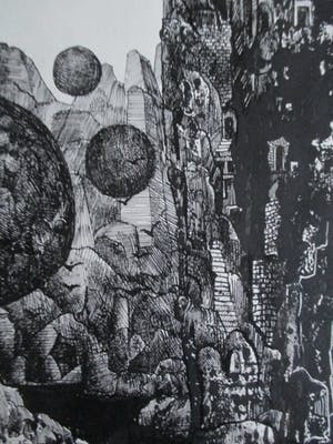 Jan Bernard Meinen - Gemengde techniek "De Twee wachters" kopen? Bied vanaf 45!