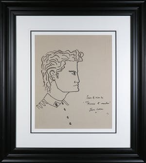 Jean Cocteau - Inkttekening, Sous le signe de 'Thomas l'imposteur' - Ingelijst kopen? Bied vanaf 2000!