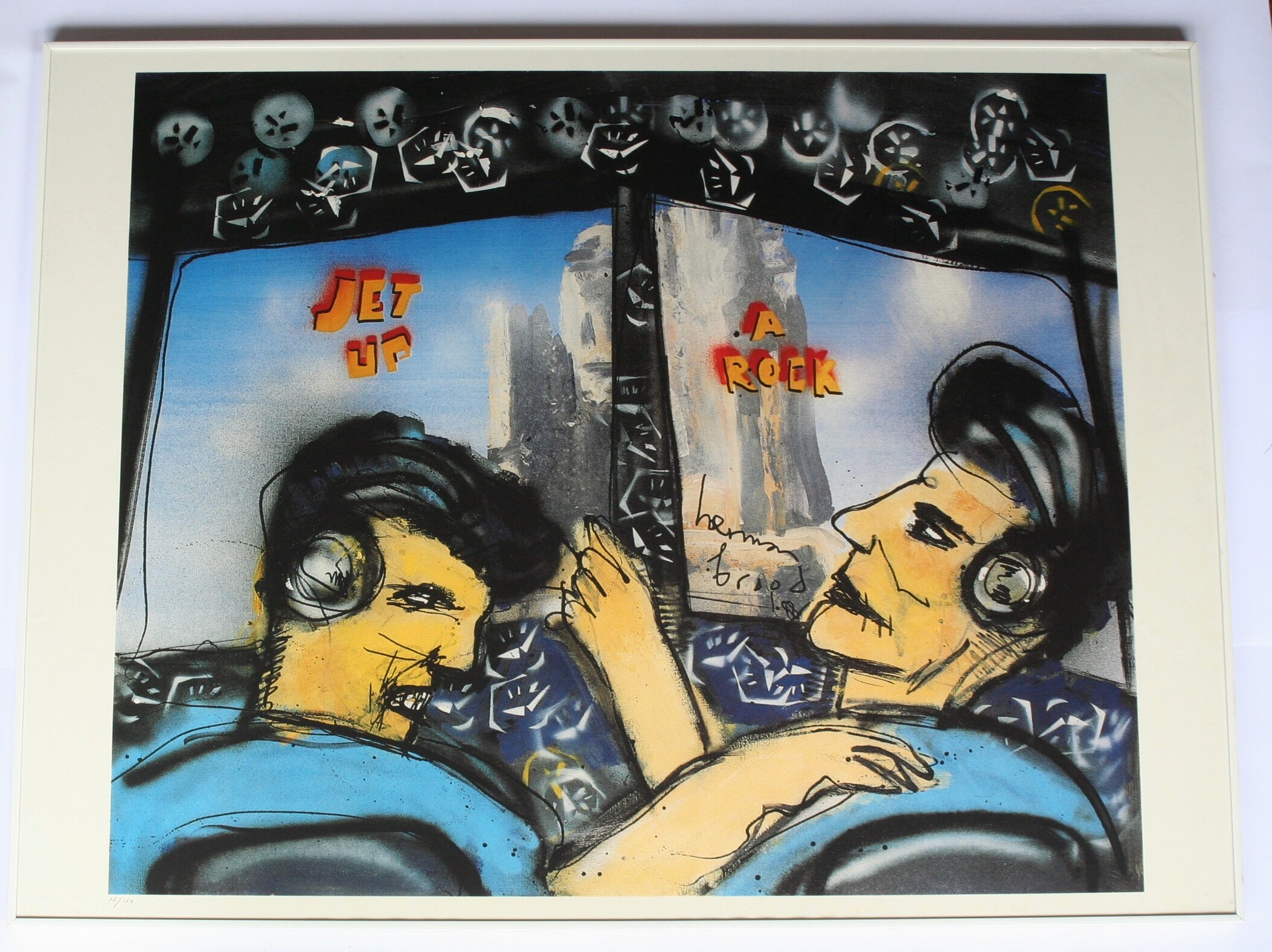 Herman Brood - zeefdruk 1988 - Jet up a rock - gesigneerd kopen? Bied vanaf 205!