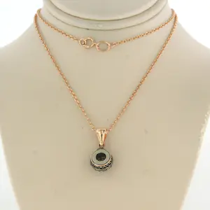 14k gouden collier met hanger bezet met roos geslepen diamant 0.15ct - 45cm kopen? Bied vanaf 230!