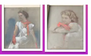 Albert Mulder - Twee ingelijste portretten van een vrouw in avond-toilette kopen? Bied vanaf 125!