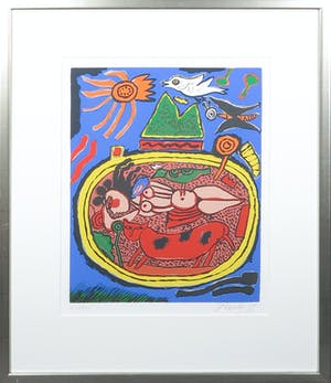 Corneille - Zeefdruk, Huit Chats 6 - Ingelijst kopen? Bied vanaf 150!