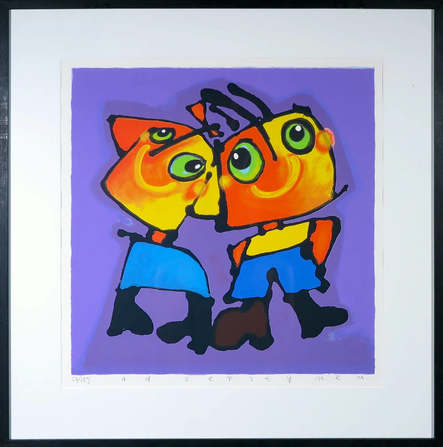 Ad Verstijnen - Zeefdruk, Broer en Zus - Ingelijst kopen? Bied vanaf 1!