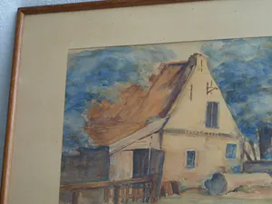 Bert Robbe - Ingelijste aquarel , Oud Commandeurshuisje Ameland – 1934 kopen? Bied vanaf 50!