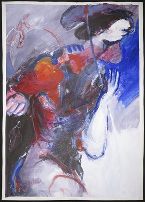 Franscz Witte - Acryl op papier, Figuur kopen? Bied vanaf 1!