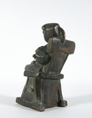 Margriet Barends - Brons, Zittend meisje met kat kopen? Bied vanaf 1!