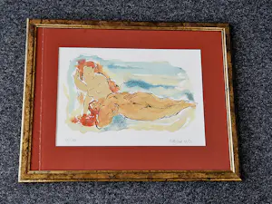 Nic Jonk - Fraai ingelijste zeefdruk: vrouwelijk naakt - gelimit. oplage (150) - potldgesig kopen? Bied vanaf 47!