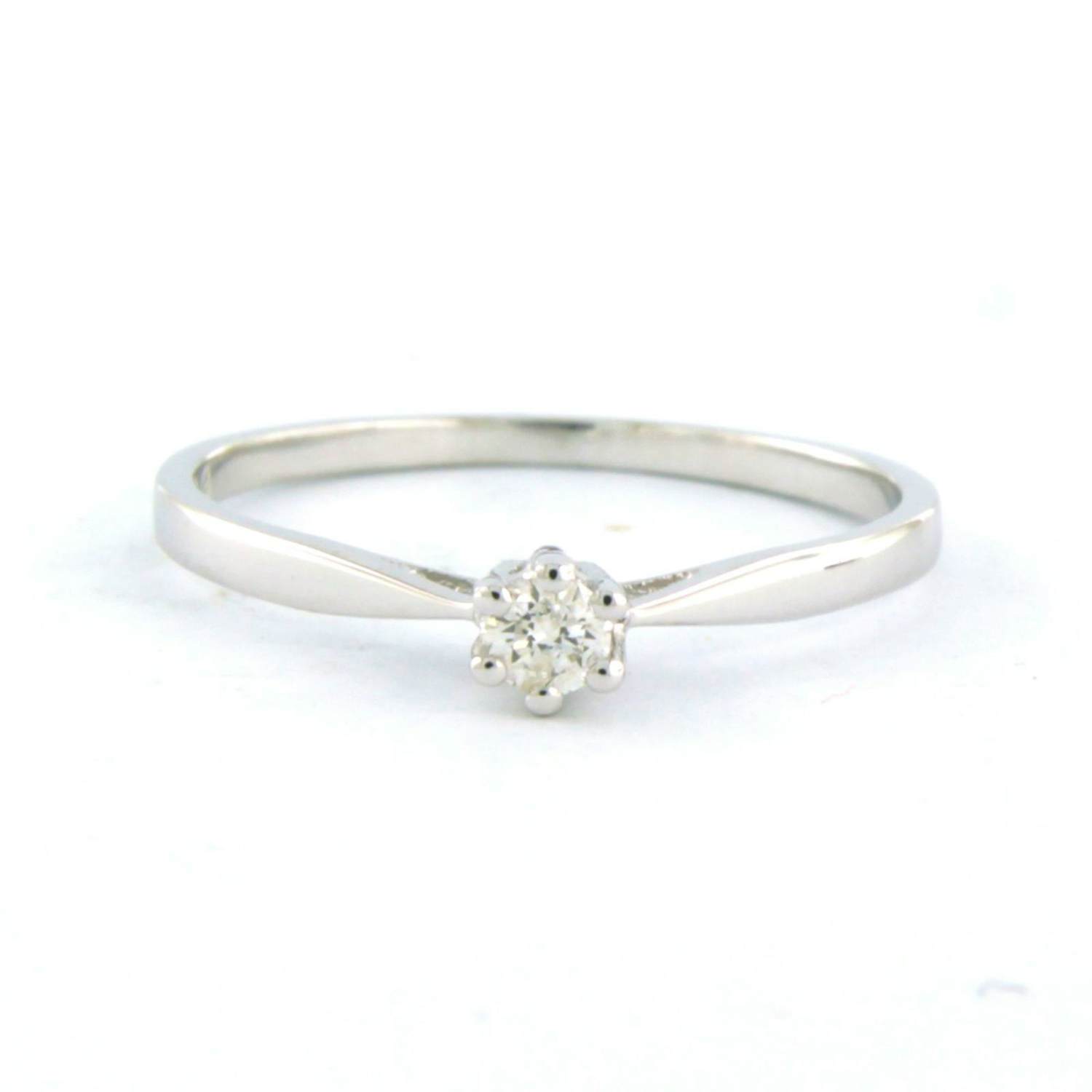 18k wit gouden solitair ring met briljant geslepen diamant 0.09 ct - rm 16.5 verkocht voor € 165!
