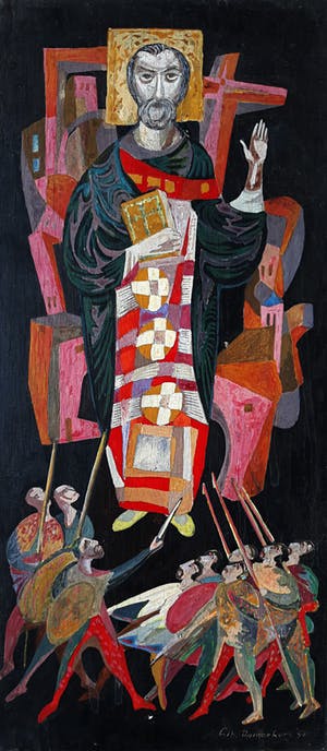 Libert Ramaekers - Religieuze voorstelling, olieverf op paneel (ingelijst) kopen? Bied vanaf 175!