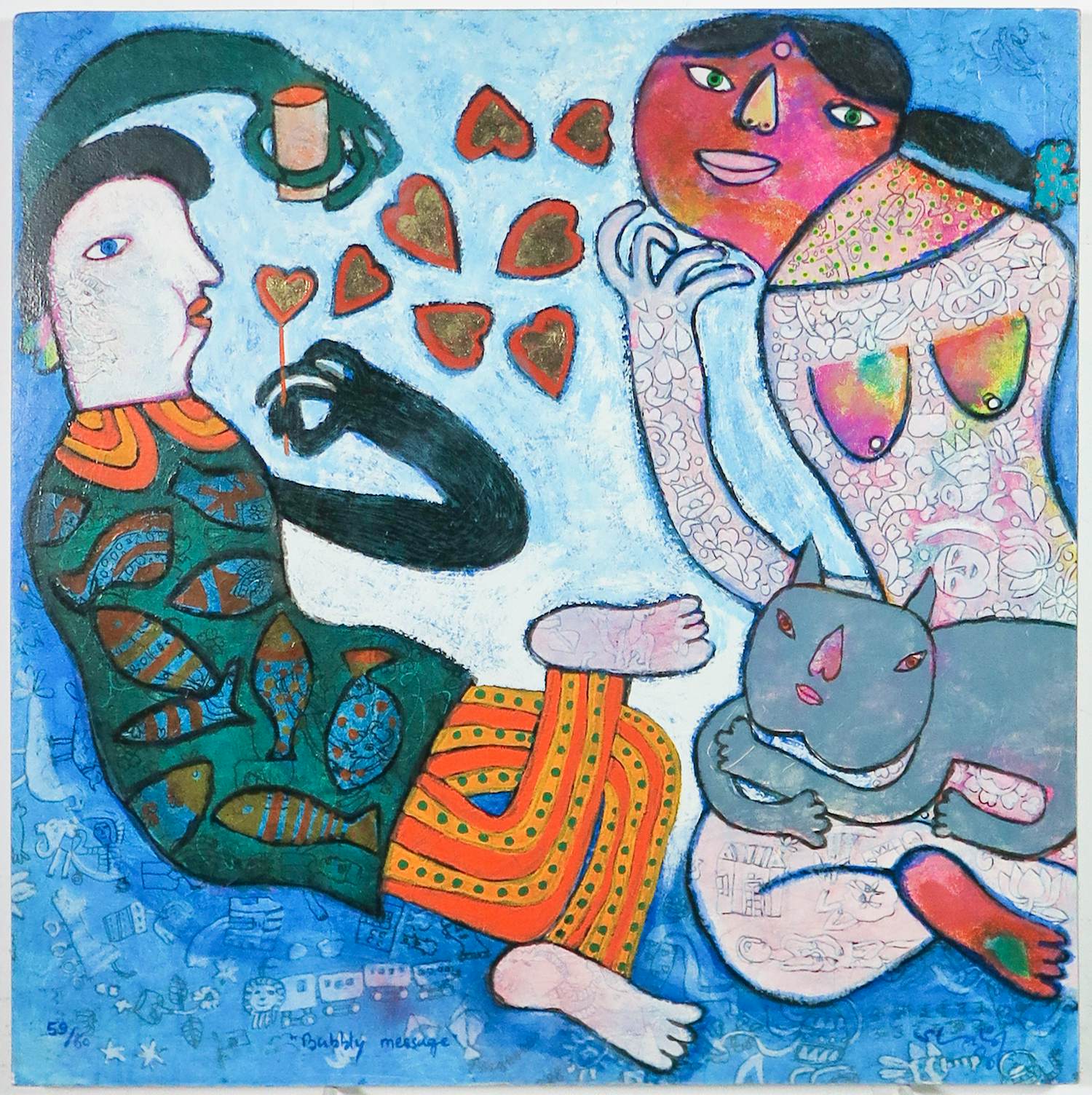 Shahid Parvez - Gemengde techniek op paneel, Bubbly Message kopen? Bied vanaf 100!