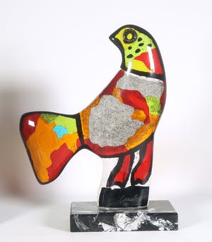 Corneille - Glazen beeld op voet, Oiseau arc-en-ciel kopen? Bied vanaf 1100!