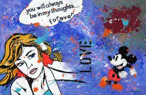 Don Ken - Gemengde techniek op doek, You will always be in my thoughts... forever (Groot) verkocht voor € 1000!