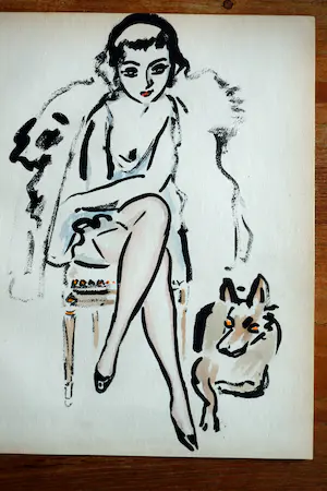 Kees van Dongen - Pochoir - Jeune Femme avec Chien kopen? Bied vanaf 1250!