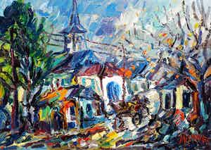 Jan Makkes - Bennebroek, olieverf op doek (ingelijst) verkocht voor € 295!