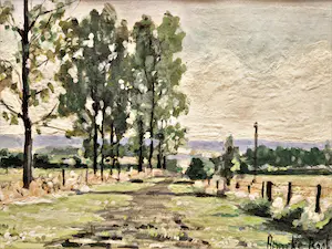 Anneke Boot - Impressionistische gemengde techniek "voorjaar land Maas en Waal" gesigneerd kopen? Bied vanaf 83!