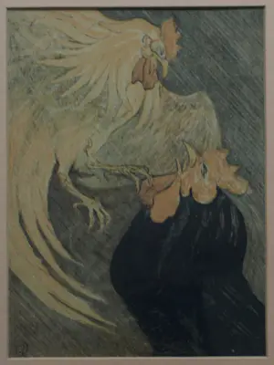 Theo van Hoytema - Ingelijste kleurlithografie “Vechtende Hanen” uit de kalender 1907 kopen? Bied vanaf 40!