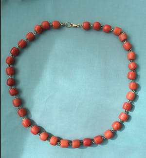 14K Goud - afgedraaid bloedkoraal collier aan gouden slot kopen? Bied vanaf 725!