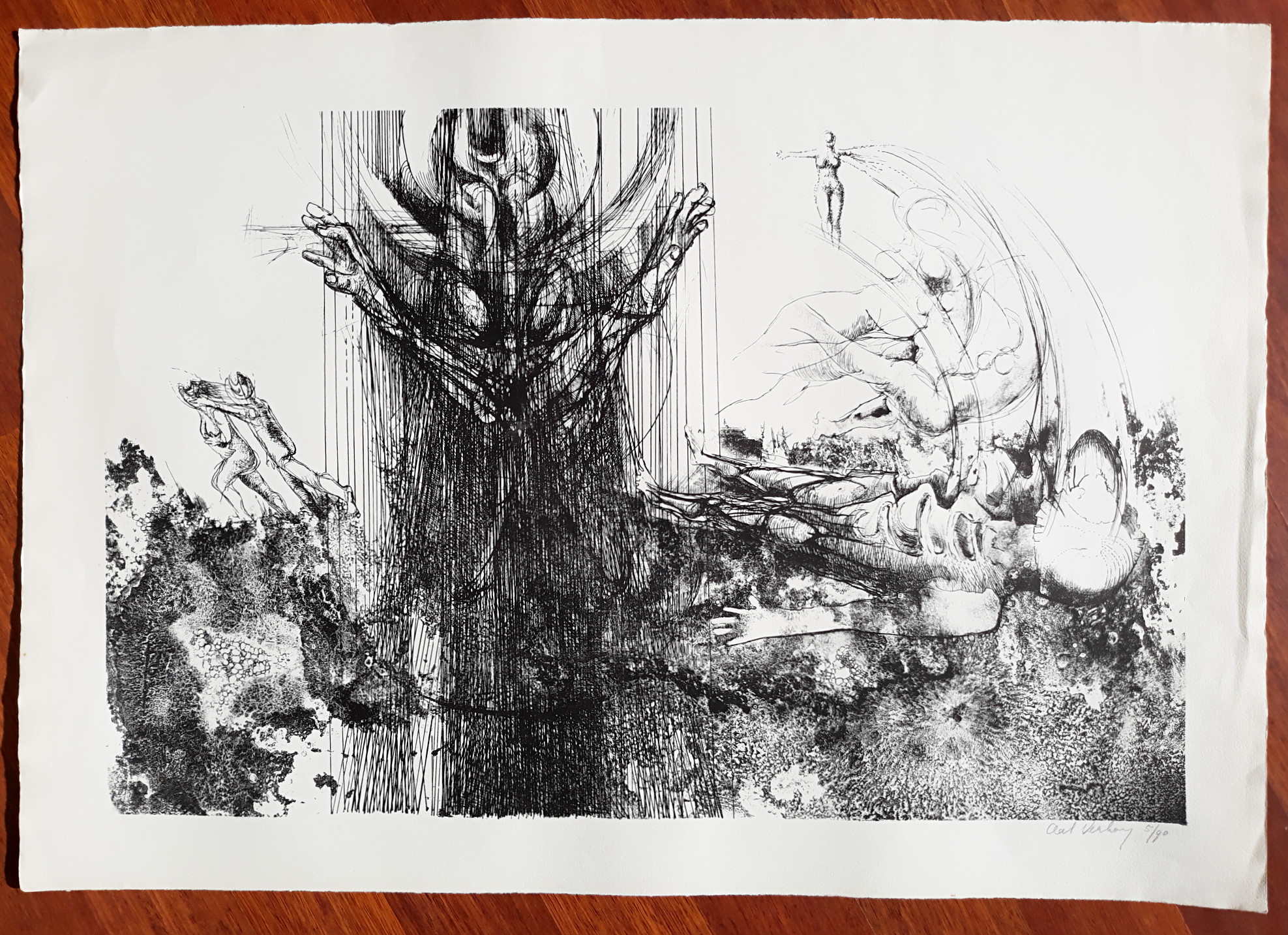 Aat Verhoog - Compositie met figuren, litho kopen? Bied vanaf 25!