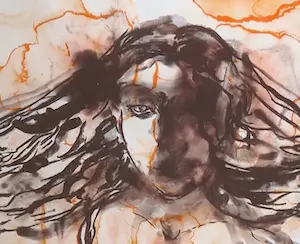Aline Thomassen - Unica ,penseeltekening zonder titel, gesigneerd en ingelijst (zeer groot) kopen? Bied vanaf 175!