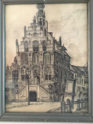 Fré Drost - Tekening Stadhuis Culemborg kopen? Bied vanaf 30!