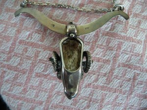 zilveren (gemerkt 835) ketting / collier, hanger in vorm steenbok kopen? Bied vanaf 35!