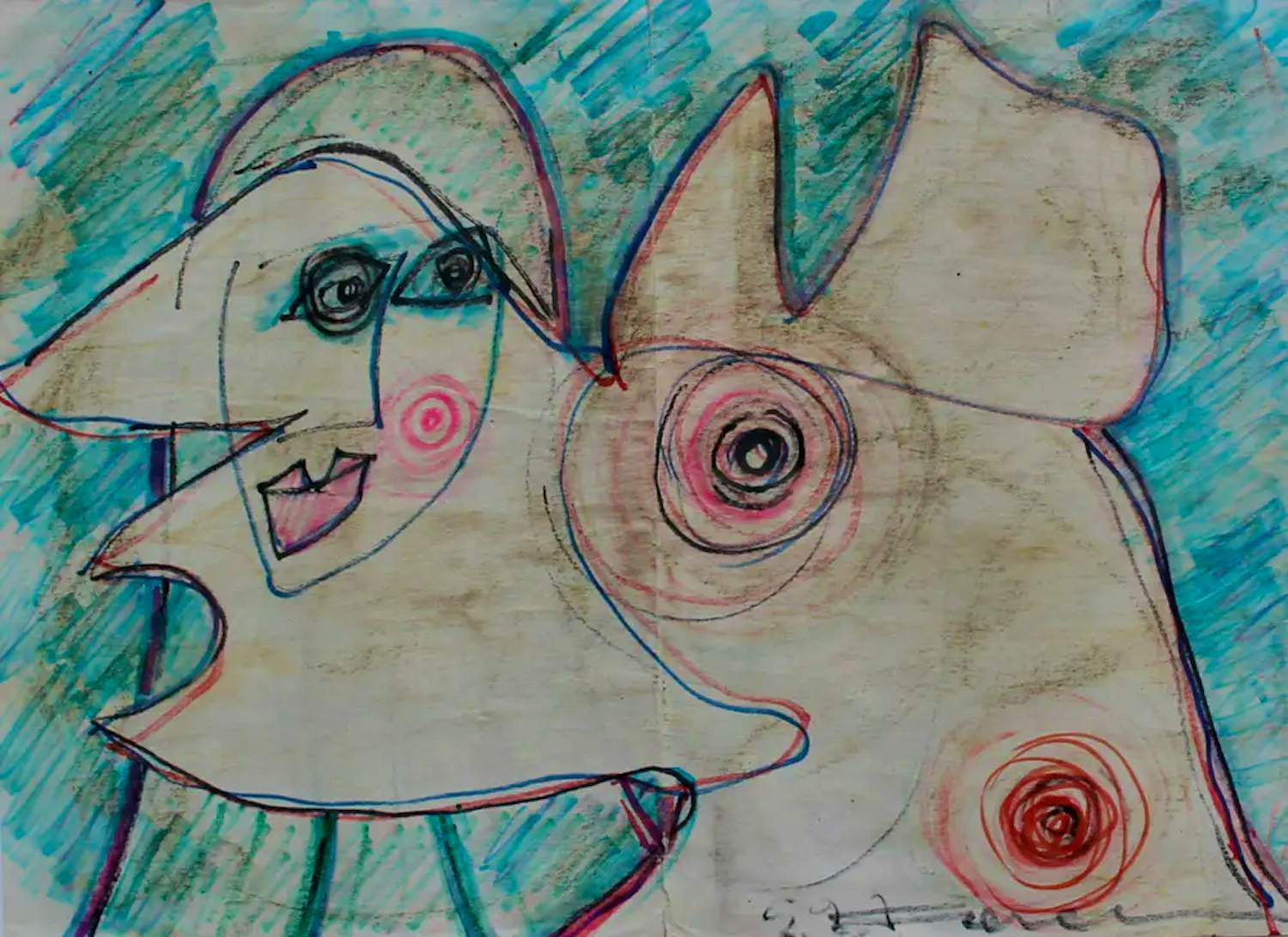 Gerard Fieret - Ingelijste gemengde techniek op papier kopen? Bied vanaf 60!