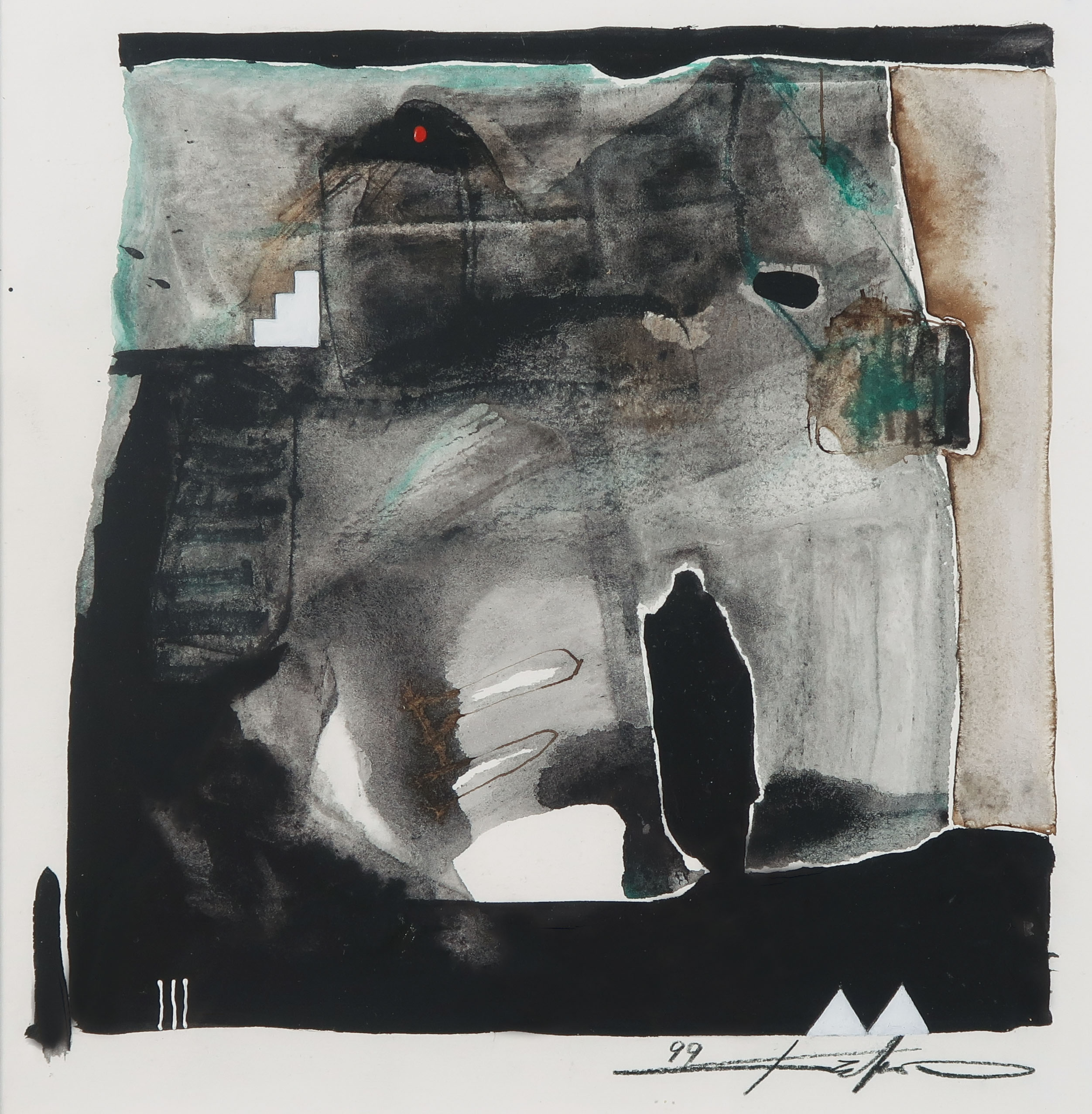 Kantcho Kanev - Gemengde techniek op papier, Zonder titel - Ingelijst kopen? Bied vanaf 40!