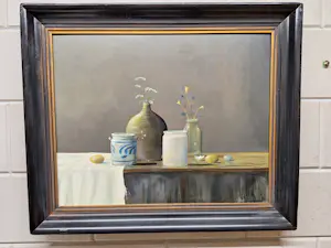 Henk Poeder - Stilleven met Eieren en Vaasje met bloemen en div kopen? Bied vanaf 175!