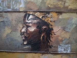 Niet of onleesbaar gesigneerd - Twee moderne Afrikaanse portretten kopen? Bied vanaf 1!