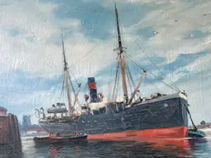 H. Meullemans - Havenzicht met stoomboot kopen? Bied vanaf 350!