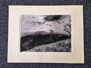 Aat Veldhoen - Mooie monochrome rota print - duinlandschap - potloodgesigneerd - 1963 verkauft für € 35!