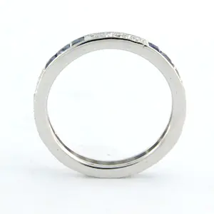 BWG witte ring met saffier en single cut geslepen diamanten tot. 0.20ct kopen? Bied vanaf 185!