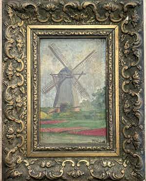 Niet of onleesbaar gesigneerd - Molen landschap verkocht voor € 1!