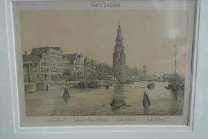 Niet of onleesbaar gesigneerd - Zestien Stadsgezichten & Brochure 'Herinnering aan Amsterdam' 1883 kopen? Bied vanaf 1!