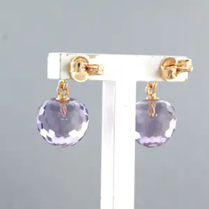 18k rose gouden oorhangers met amethist en briljant geslepen diamant tot.0.09ct kopen? Bied vanaf 280!