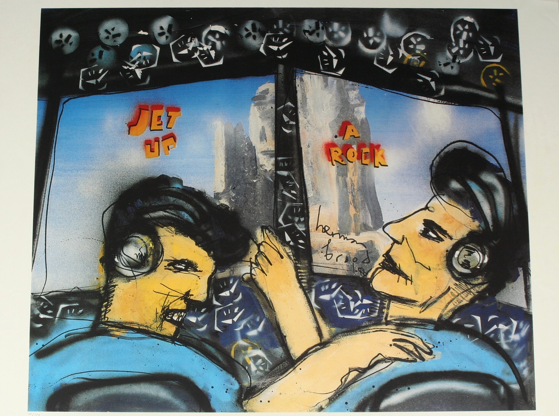 Herman Brood - zeefdruk 1988 - Jet up a rock - gesigneerd kopen? Bied vanaf 205!