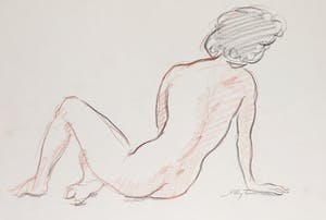 Jan Sluijters (jr.) - Potlood en houtskool op papier, Zittend naakt kopen? Bied vanaf 1!