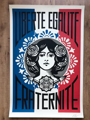 AcheterShepard Fairey - Liberté Egalité Fraternité? Enchérissez de 55!