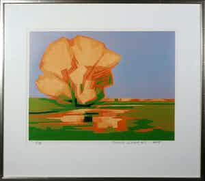 Frank Dekkers - Houtsnede, Lente Kersbergse veer - Ingelijst verkocht voor € 70!