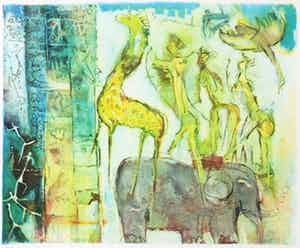 Astrid Engels - Litho, Circus - Ingelijst verkocht voor € 50!