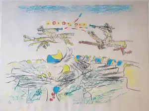 Roberto Matta - Achtervolging- Litho - gesigneerd - 176/300 - 57 x 75 cm incl. lijst verkauft für € 75!