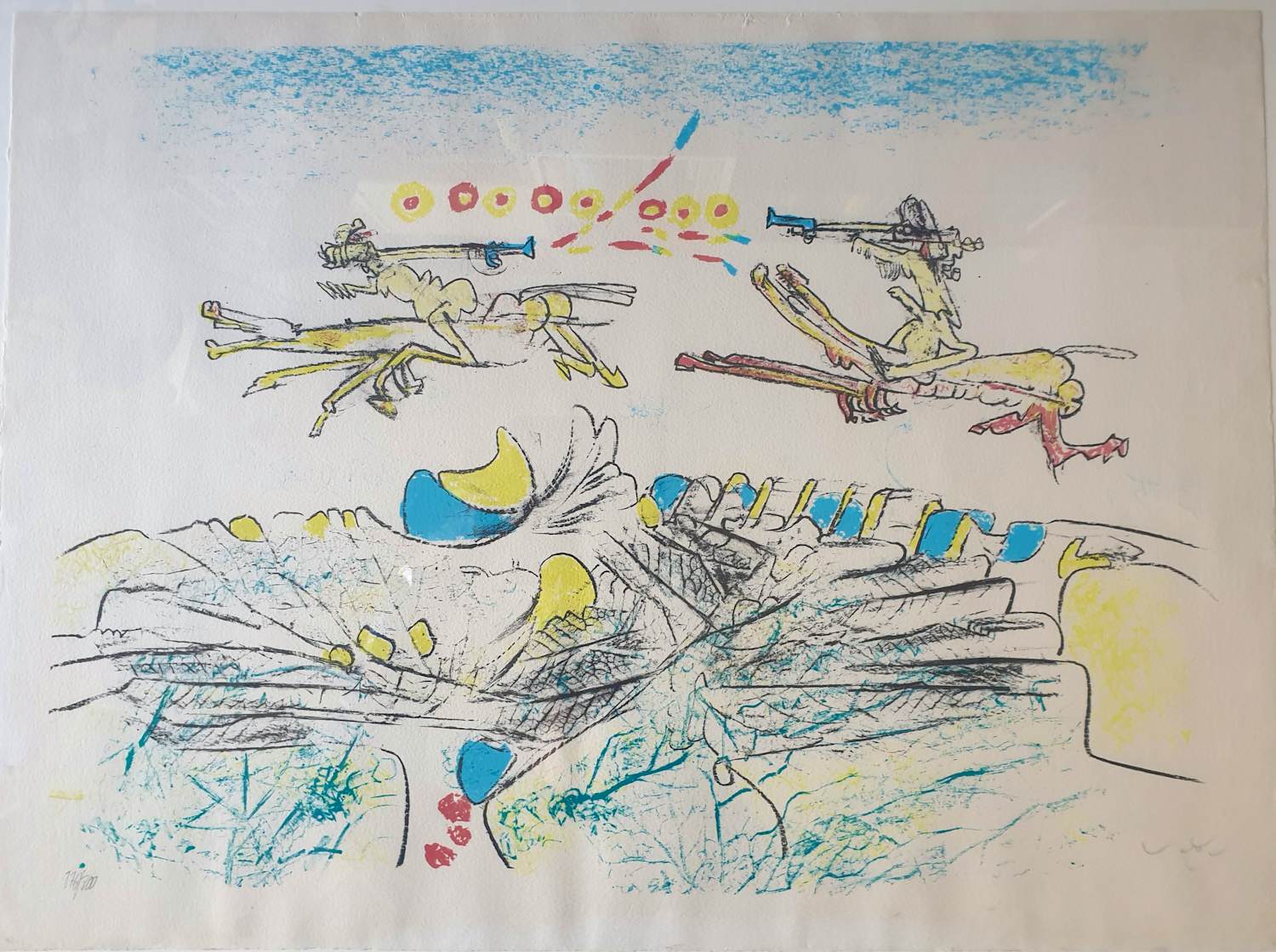 Roberto Matta - Achtervolging- Litho - gesigneerd - 176/300 - 57 x 75 cm incl. lijst verkocht voor € 75!