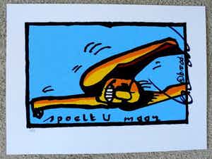 Herman Brood - Kleurenzeefdruk SPOELT U MAAR Handgesigneerd verkocht voor € 165!