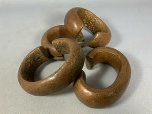 Benin - 201007 - Large Tribal used 4 bracelets or manilla's - Nigeria. kopen? Bied vanaf 65!