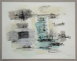 Jean René Bazaine - Compositie abstract - 1959 - Lithografie met sjabloon gesigneerd en gedateerd kopen? Bied vanaf 100!