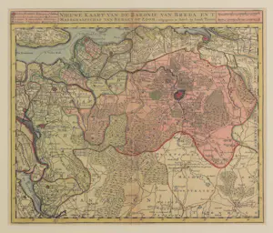 Isaac Tirion - Nieuwe kaart van de Baronie van Breda - Ingelijst kopen? Bied vanaf 20!