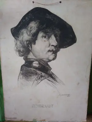 Adriaan van 't Hoff - vier zeefdrukken van historische personen kopen? Bied vanaf 40!