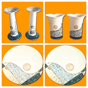 Buy Hutschenreuther - Porzellan Set (6-teilig) 2 Platten 2 Vasen 2 Kerzenständer IG BCE Jubiläum? Bid from 48!