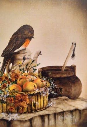 Niet of onleesbaar gesigneerd - Stilleven met Roodborstje - gesigneerd - begin 20e eeuw kopen? Bied vanaf 1!